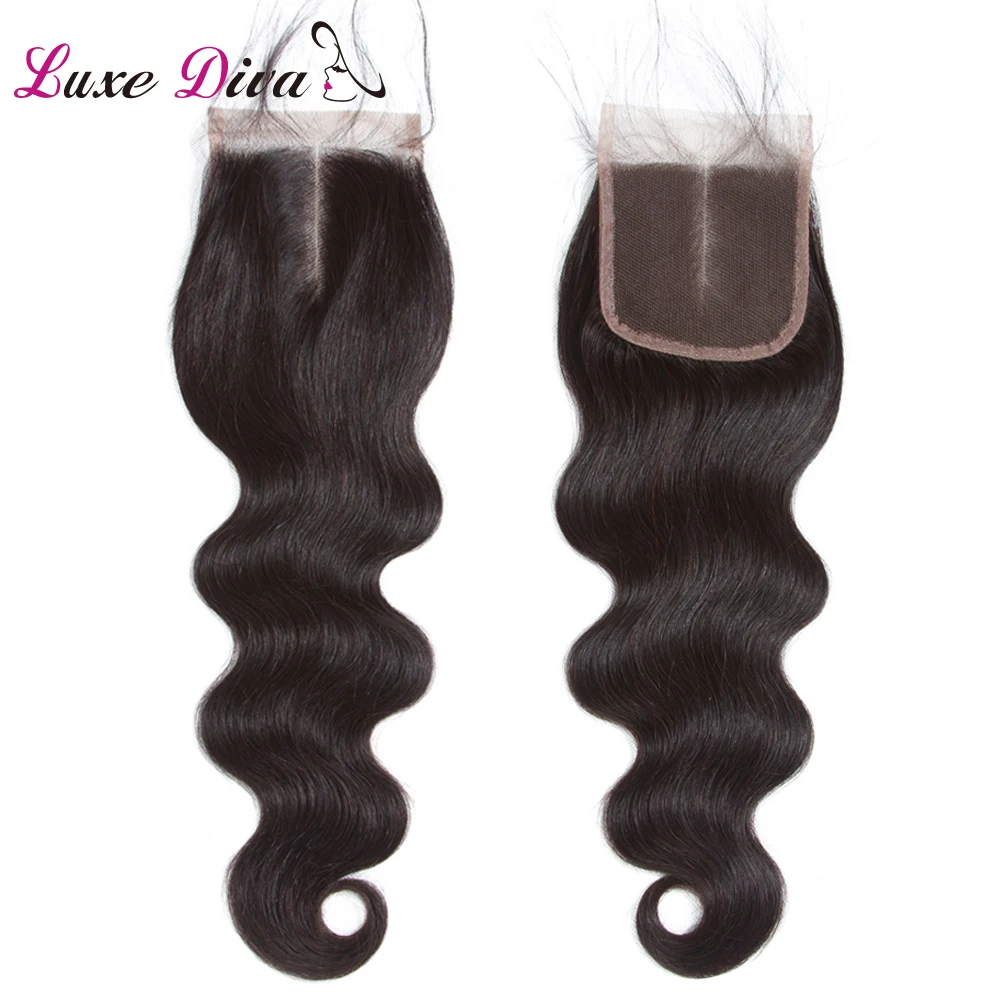 LUXE DIVA бразильское тело волна Кружева Закрытие 1 шт. натуральный цвет 8-20 дюймов 4*4