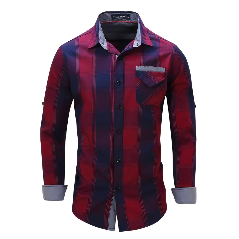 Новая мода мужские рубашки с длинным рукавом случайные бренд clothing fit полосатый