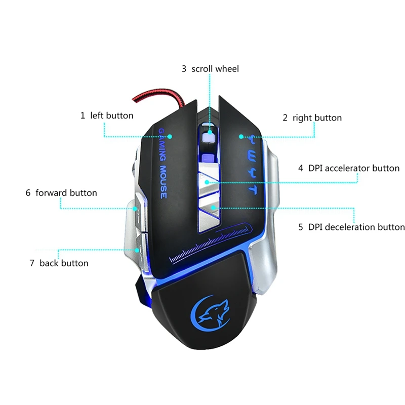G810 игровая мышь Usb Проводная оптическая 3200 точек/дюйм Регулируемая 8 кнопок мыши с