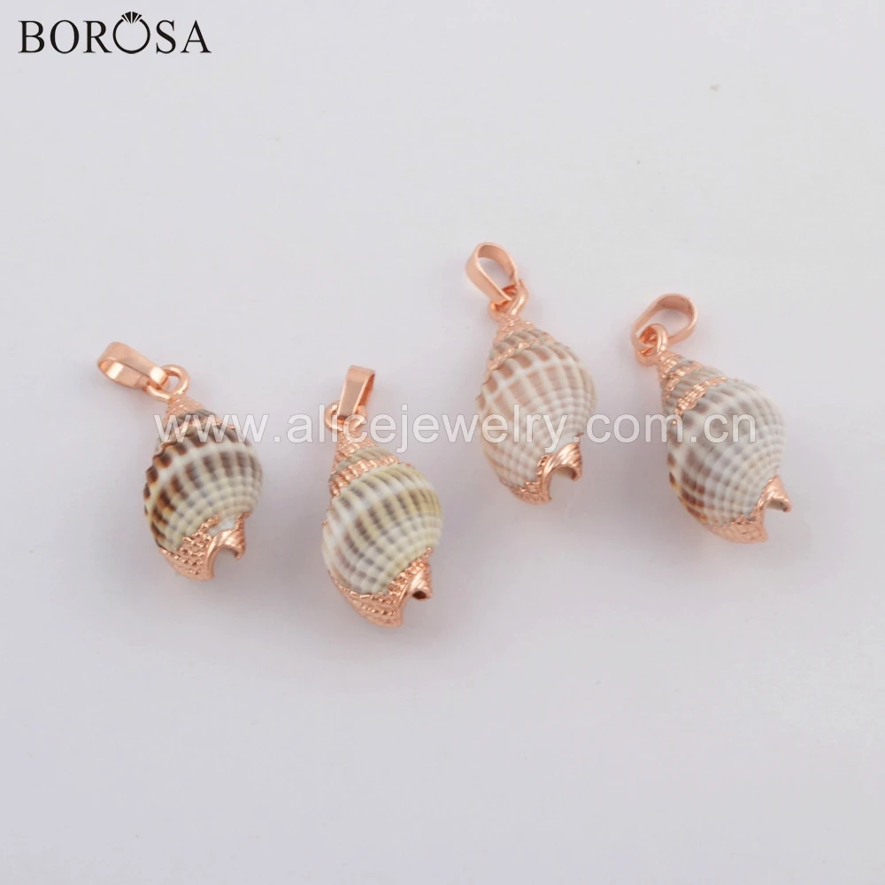 BOROSA 10PCS Stylish Small Size Rose Gold Color Natural Conch Shell Pendant Jewelry Finding for Earrings Necklace G1761 | Украшения и