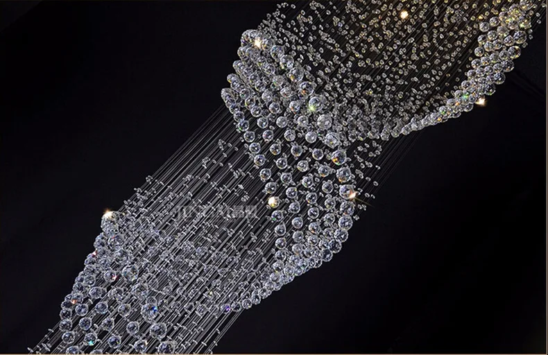 best price k9 Crystal ceiling lights Long Suspension Wave Dining room Lamp mordern Droplight hot sale chandeliers | Освещение