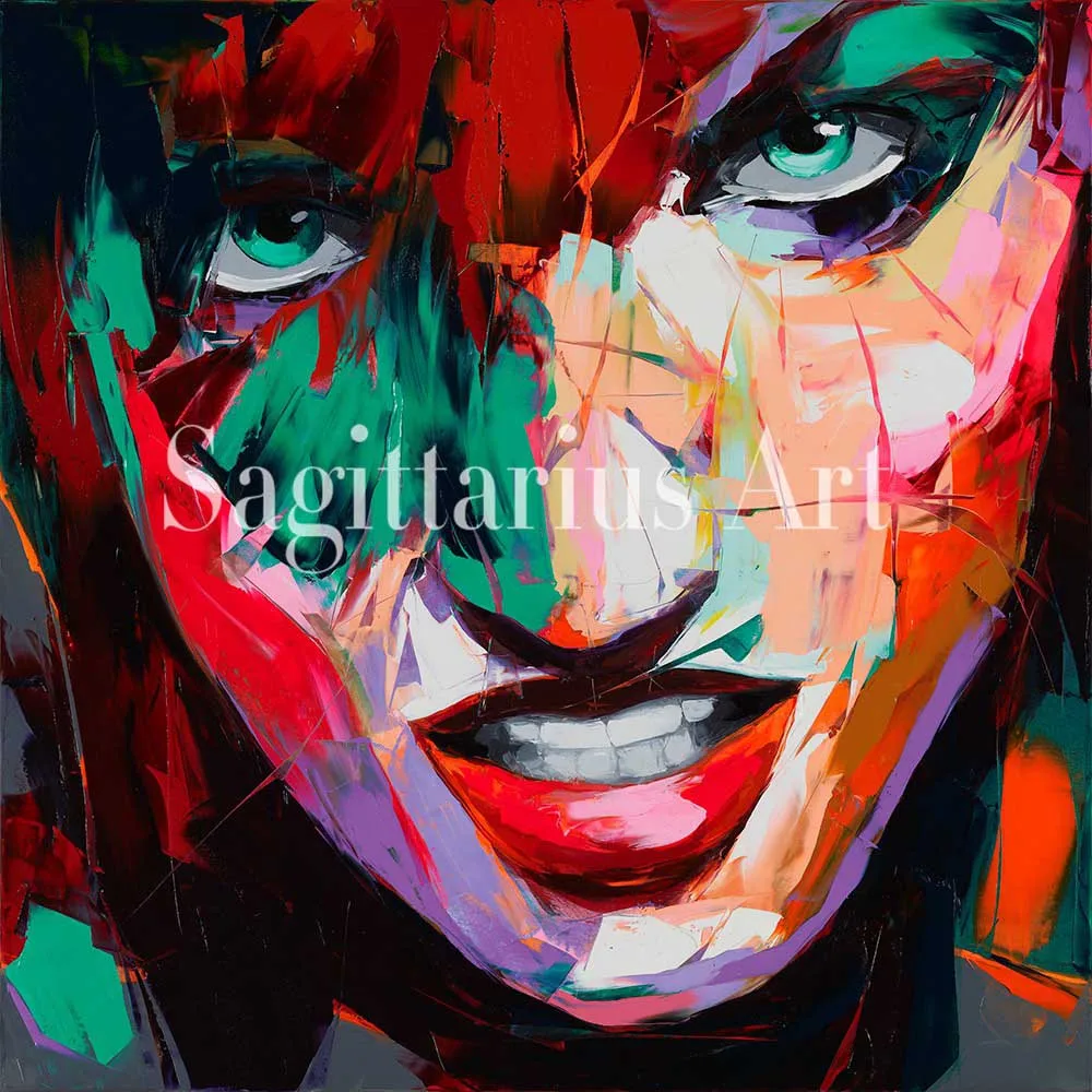 

Handmade Hand painted Modern Francoise Nielly Abstract Wall Decor Fine Art Untitled 73 Oil Painting Artwork Canvas Painting art