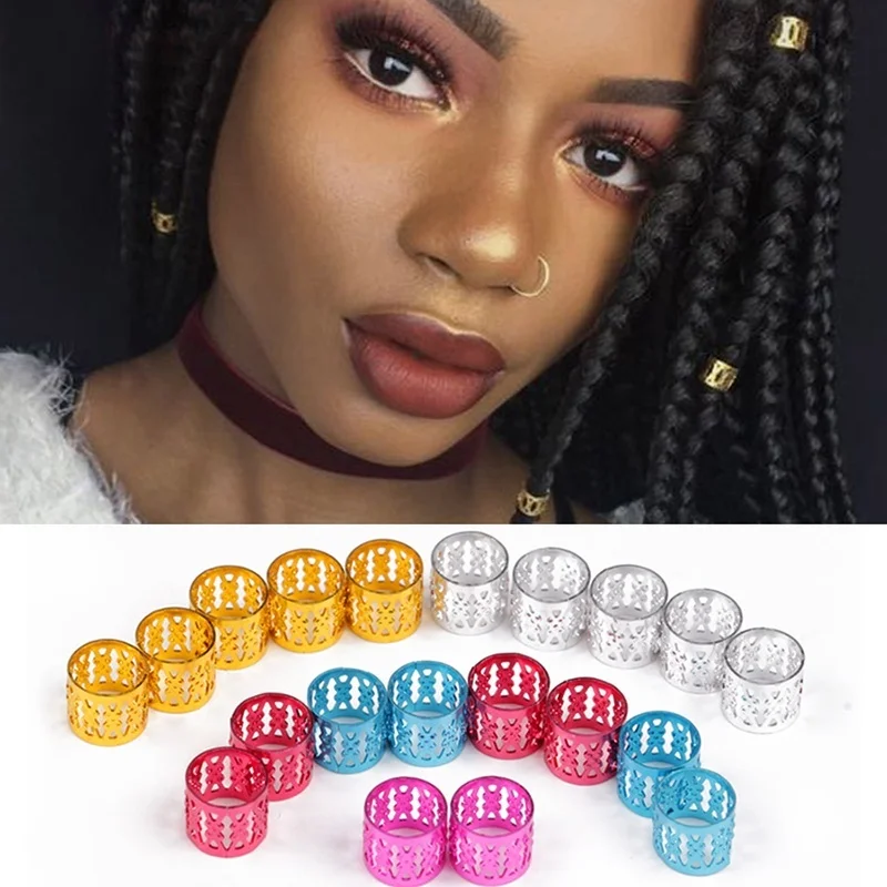 100 шт./пакет Цветные волосы плетеные бусы кольца манжета для укладки волос