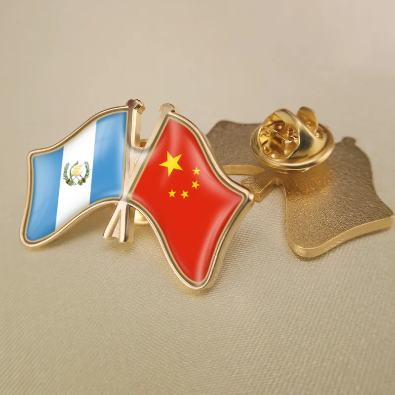 

Guatemala and China Crossed Double Friendship Flags Lapel Pins Brooch Badges