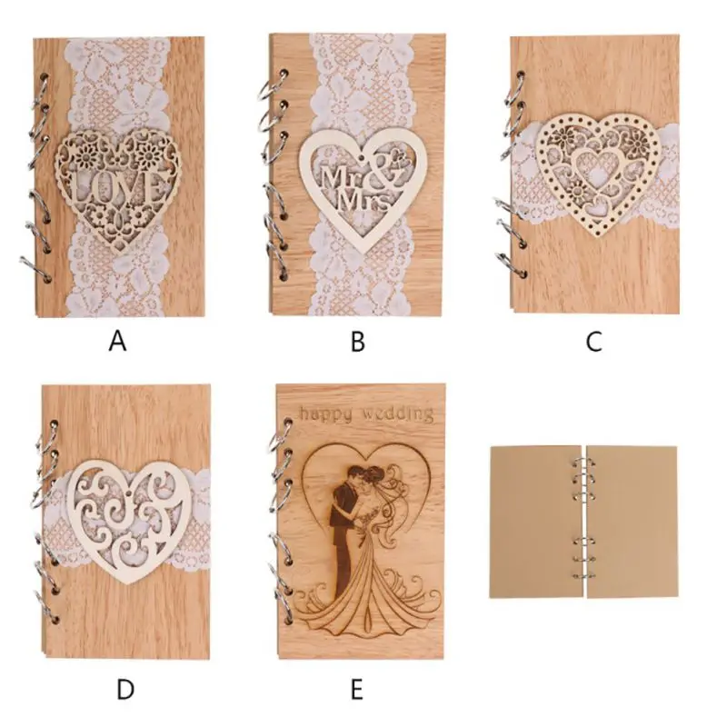 Счастливый Свадебный Деревянный блокнот для пары Lasercut Журнал свадебное