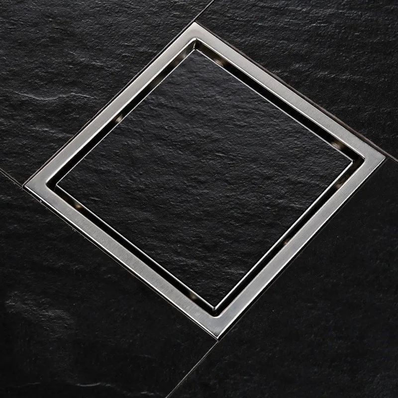 Square Shower Floor Drain with Tile Insert Grate - Made of Sus304 Stainless Steel 6-inch Invisible Look or Flat | Обустройство дома