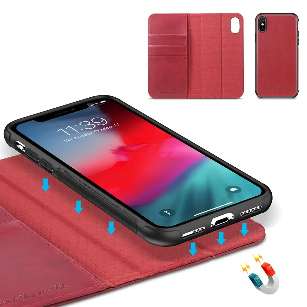 Чехол бумажник tuch для iPhone XS RFID Блокировка 2 в 1 Подставка кредитных карт чехол