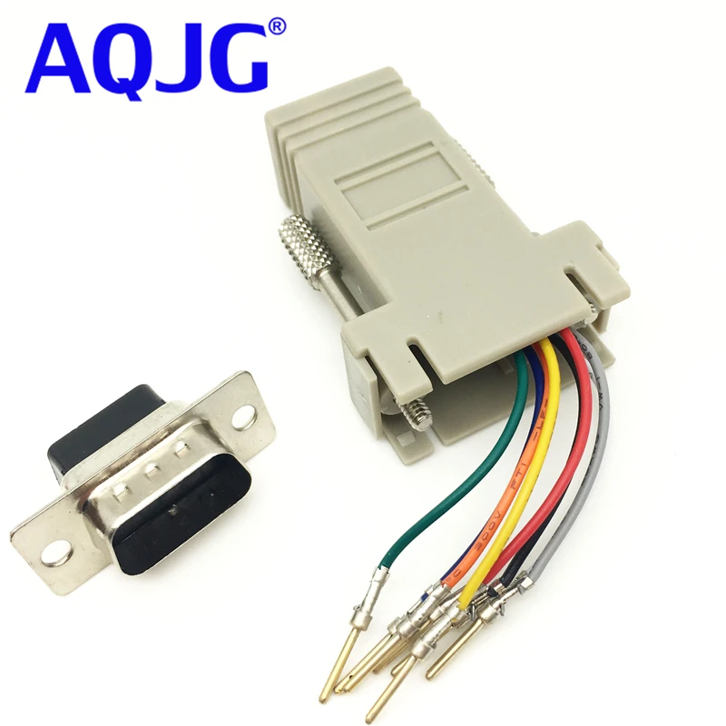 1 шт. RS232 DB9 штекер к RJ45 гнездовой разъем адаптер com LAN 232 db9 AQJG|db9 female connector|db9 male connectordb9