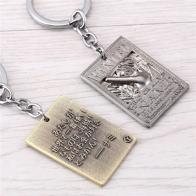 J Store New Arrival Anime Souvenir One Piece Nami Wanted Warrant Keychains For Fans Alloy Square Cosplay Jewelry | Украшения и