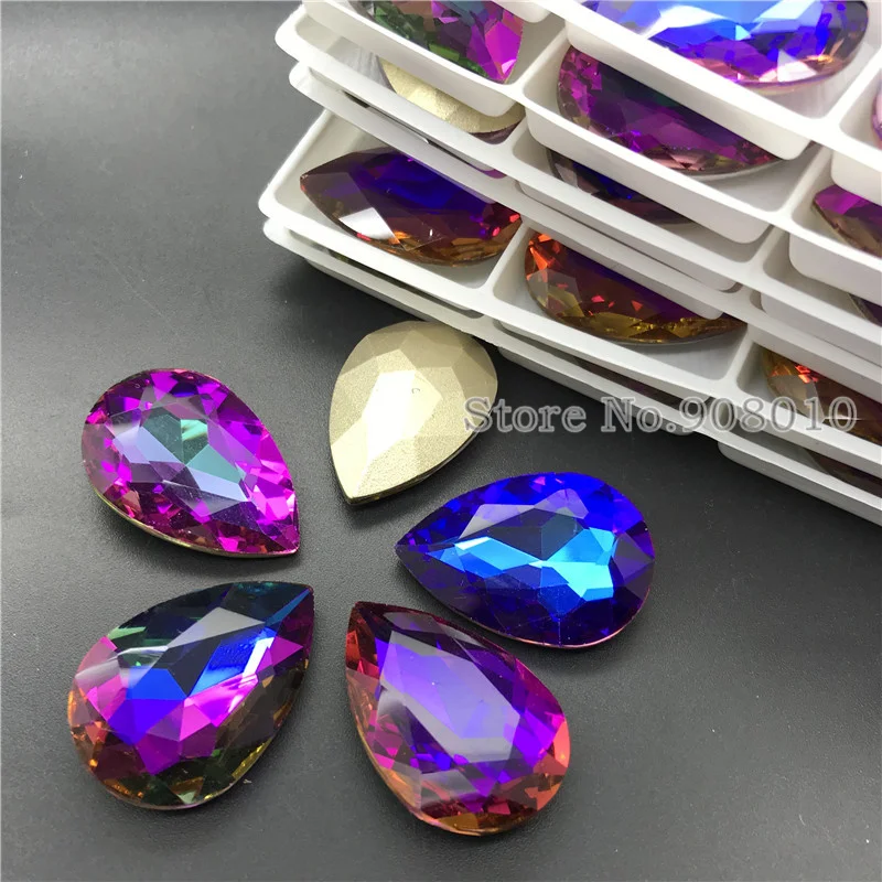 TopStone Drop Shape Glass Стразы New Volcano Colors Teardrop Crystal СТРАЗА под Камень Diamond 14x10 18x13 25x18 30x20