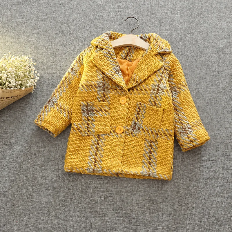 2017 модное зимнее пальто для маленьких девочек клетчатый блейзер детское на