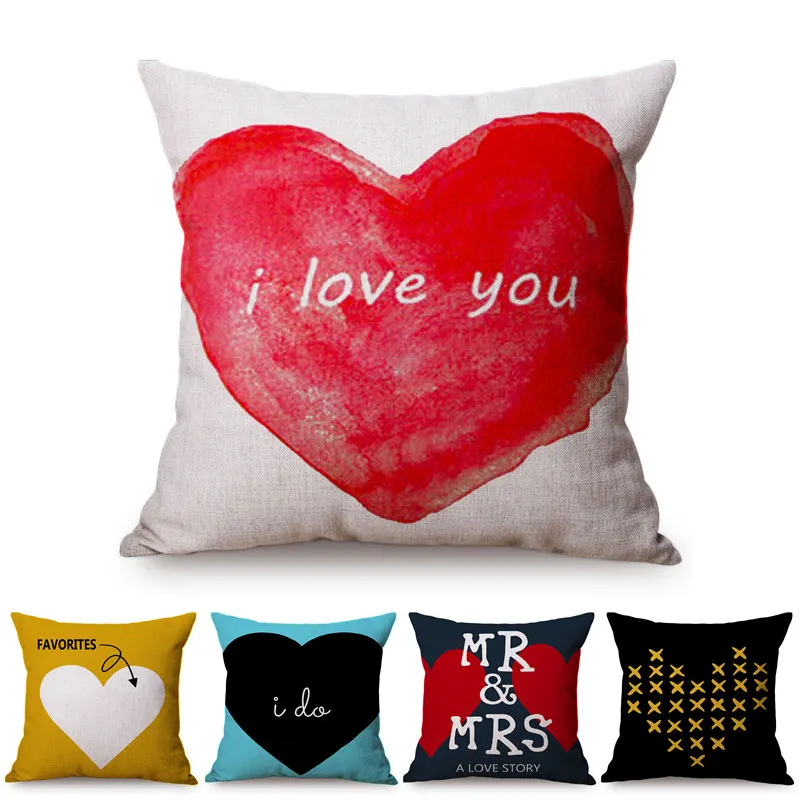 

Valentine's Day Decorative Love Pattern Pillow Case Romantic Heart Sexy Lips Kiss Valentine Gift Sofa Cushions Cover Kussenhoes