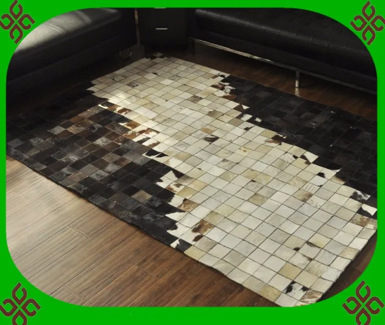 

free shipping 1 piece 100% natural genuine cowhide area rug