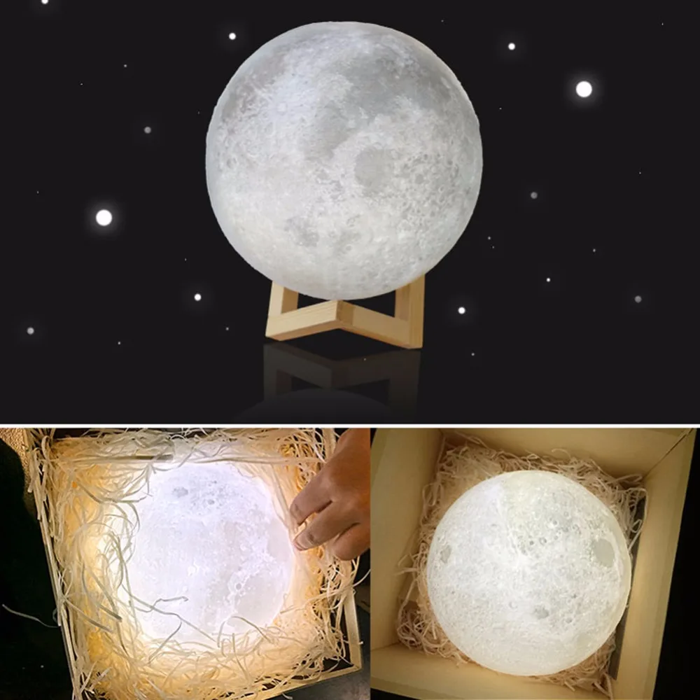

LED 3D lamp 3D Print Full Moon Light Simple Personality Creative Desk Lamp Night Lights MoonLight Decoration Lighting Gift box