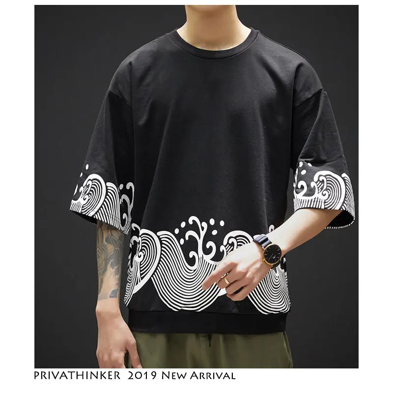 Privathinker Black Men Casual Shirts Summer Chinese Style 2019 Harajuku Oversized Korean Male Japanese | Мужская одежда