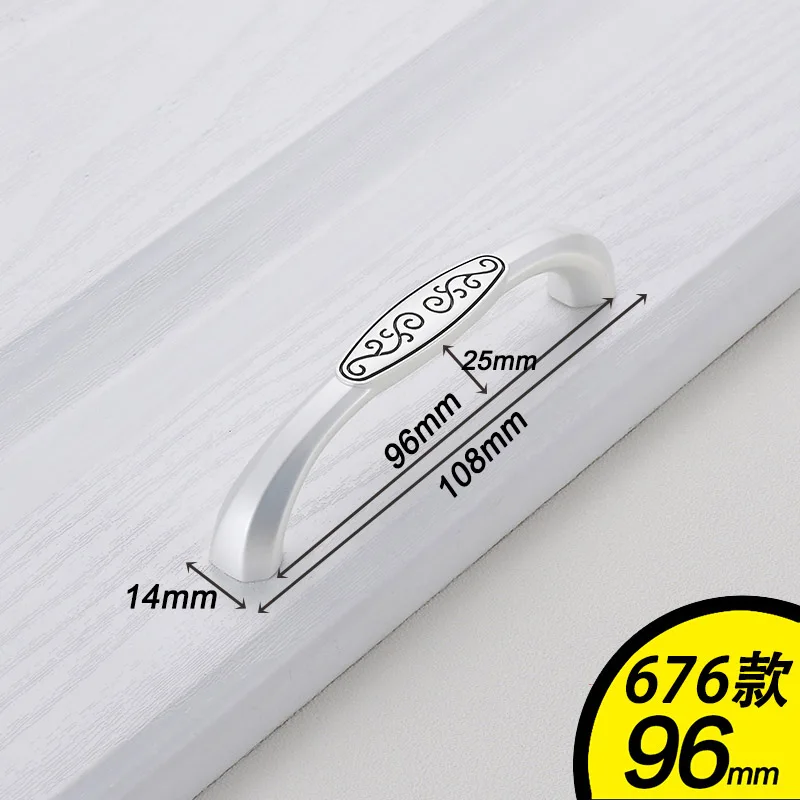 676-96 Silver AOBT китайские золотые серебряные для шкафа ручки кухонные ручки Роскошные выдвижные ящики шкаф дверная ручка шкаф оборудование для обработки мебели - Цвет: 676-96 Silver