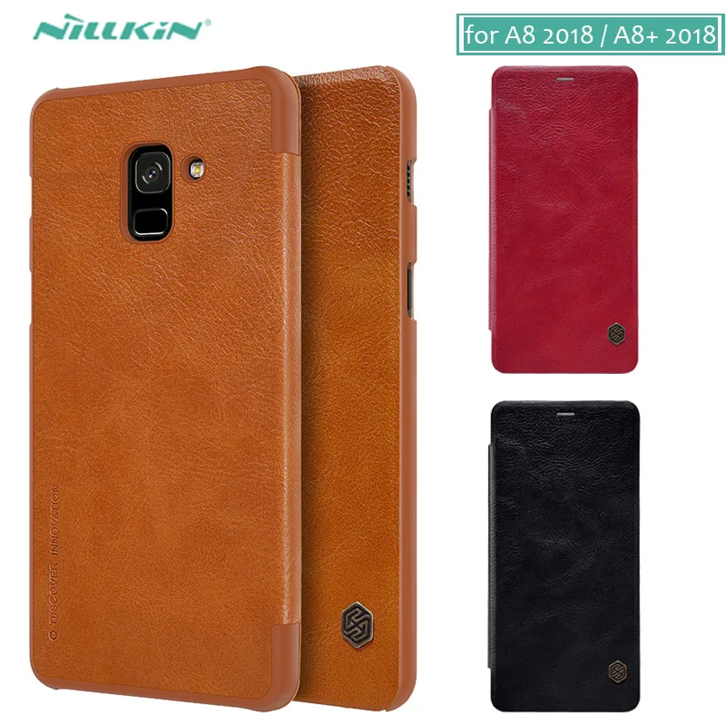 Чехол для Samsung Galaxy A8 2018 серия Nillkin Qin кожаный флип чехол телефона Роскошный кошелек