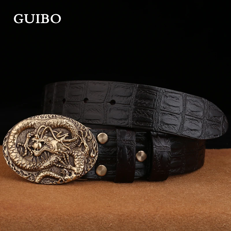 GUIBO мужские ремни винтажный Топ пояса из натуральной кожи для мужчин s воловьей с