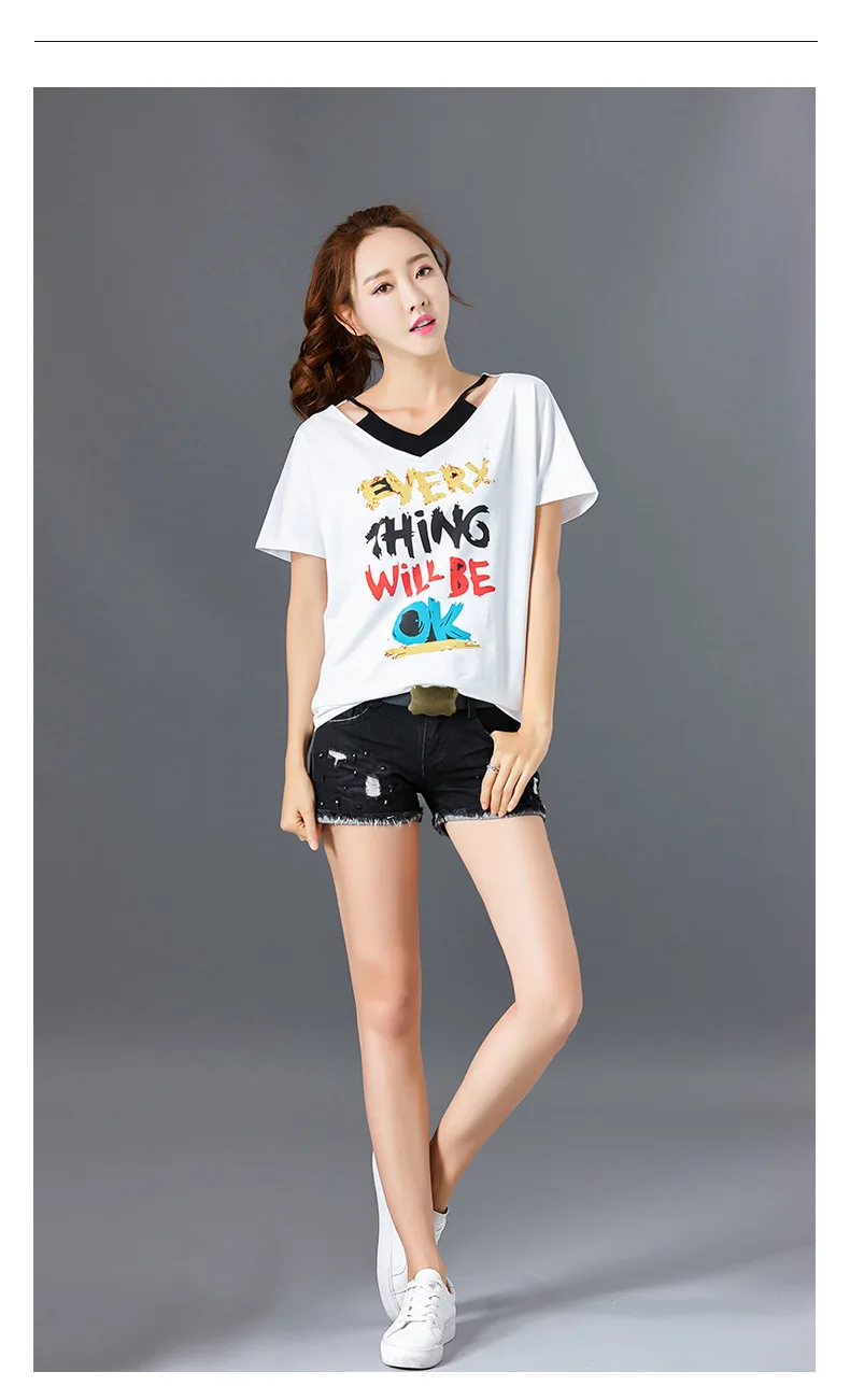 Женские повседневные футболки SOOSSN свободные с коротким рукавом и v образным