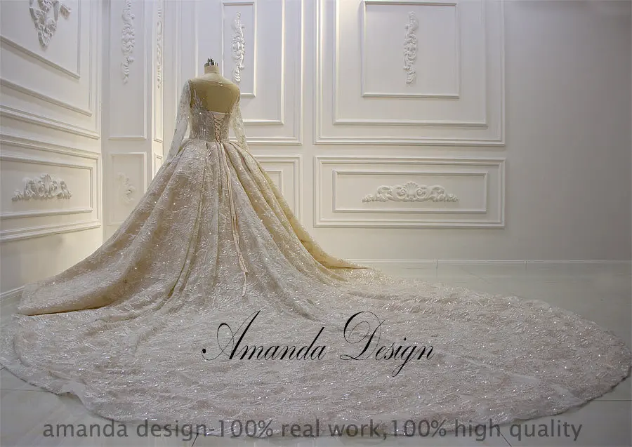 Роскошное Кружевное Свадебное Платье Amanda Design robe de princesse с длинными рукавами и