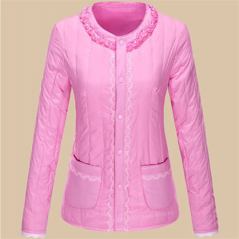 pink Женский пуховик, хлопок, теплая куртка, парка, новинка, женский, осень, зима, ультра-светильник, мягкое Женское пальто, с длинным рукавом, с подкладкой, хлопковое пальто - Цвет: pink
