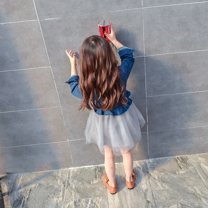 Девушка Джинсовые Dress2017Spring и AutumnKids Девушки Одежду для Первого Дня Рождения