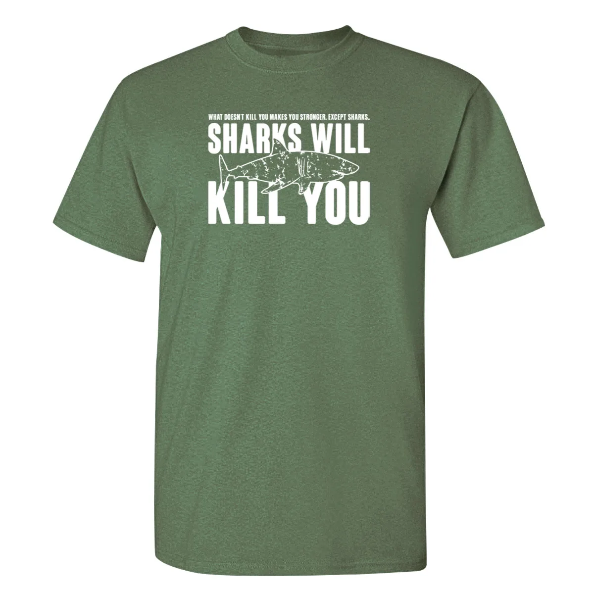 Футболка мужская с забавным принтом Shark WILL KILL YOU модный топ из чистого хлопка в