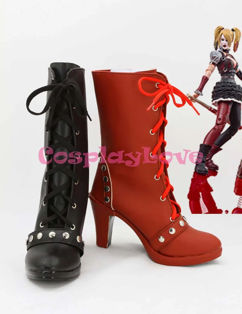 Новейшие изготовленные на заказ черные и красные туфли для косплея из