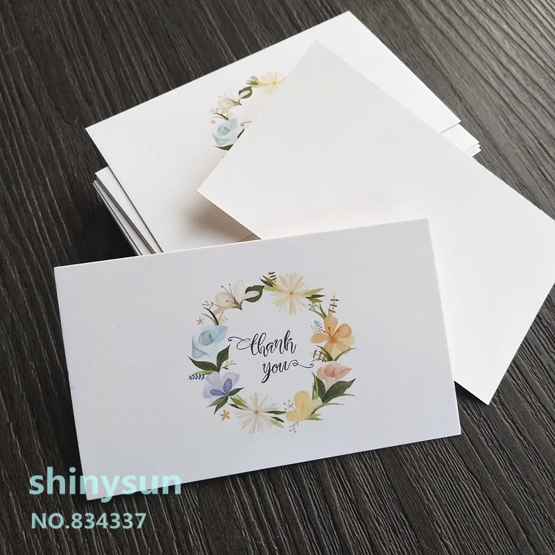 

50pcs/lot Circular wreath"thank you" Small card Gift decoration card Writable card 5.4x9cm