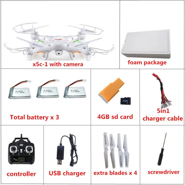 Syma X5C X5C-1(Дрон с камерой 2.0MP) Квадрокоптер с камерой RC Дрон Квадрокоптер или Syma X5 X5-1(без камеры) 2,4G 4CH Дрон - Цвет: X5C 3 batteries
