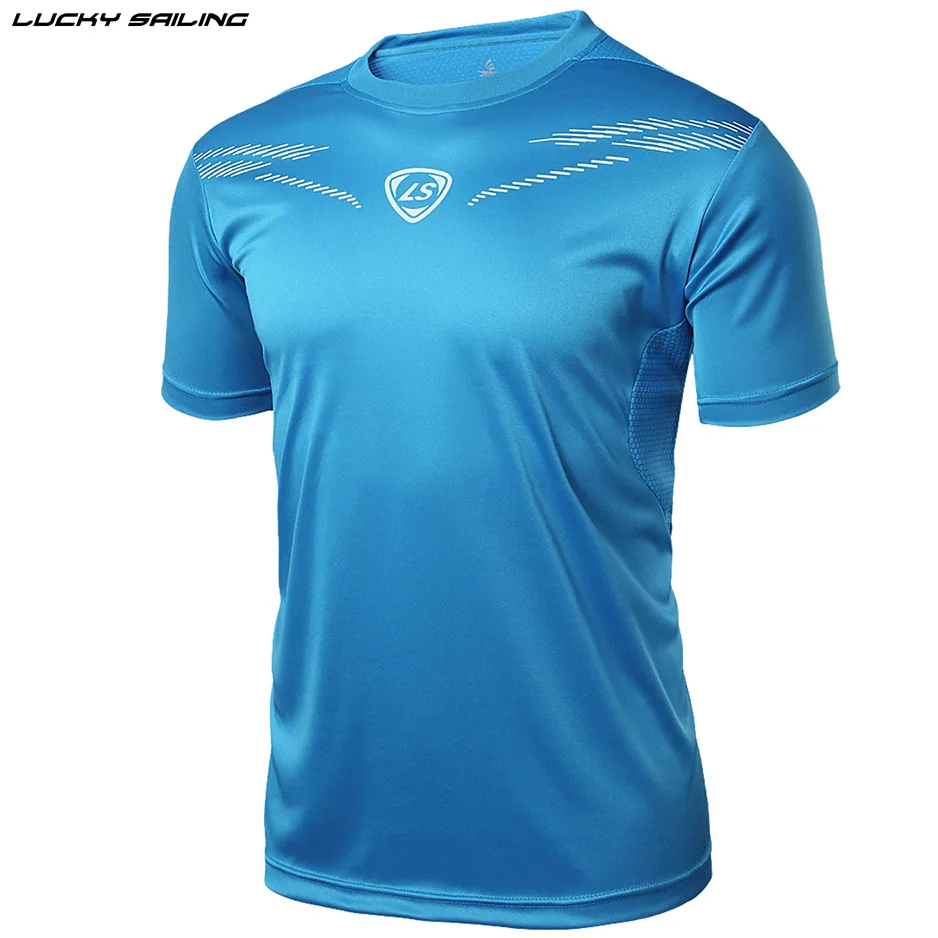 LS01 Blue Черная футболка для футбола, быстросохнущая футболка из 100 полиэстера для бега, баскетбола, бадминтона, футбола - Цвет: LS01 Blue