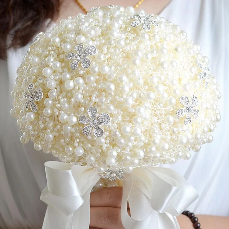 100% элегантный жемчуг ручной работы в стиле пэчворк Свадебный Декоративный букет