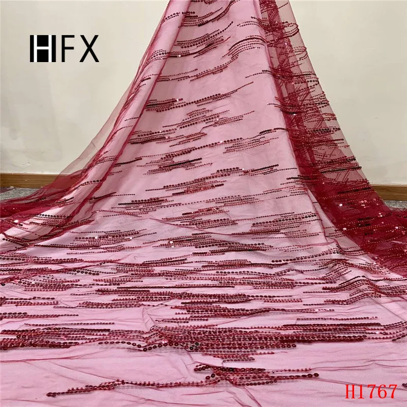 HFX Золотая африканская роскошная кружевная ткань 2019 3D Ручная работа из бисера и