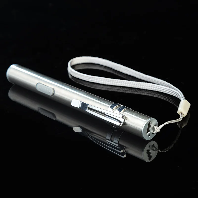 HECULAS USB Перезаряжаемый фонарик мощный мини светодиодный фонарь, подвесной светильник с зажимом из нержавеющей стали для активного отдыха