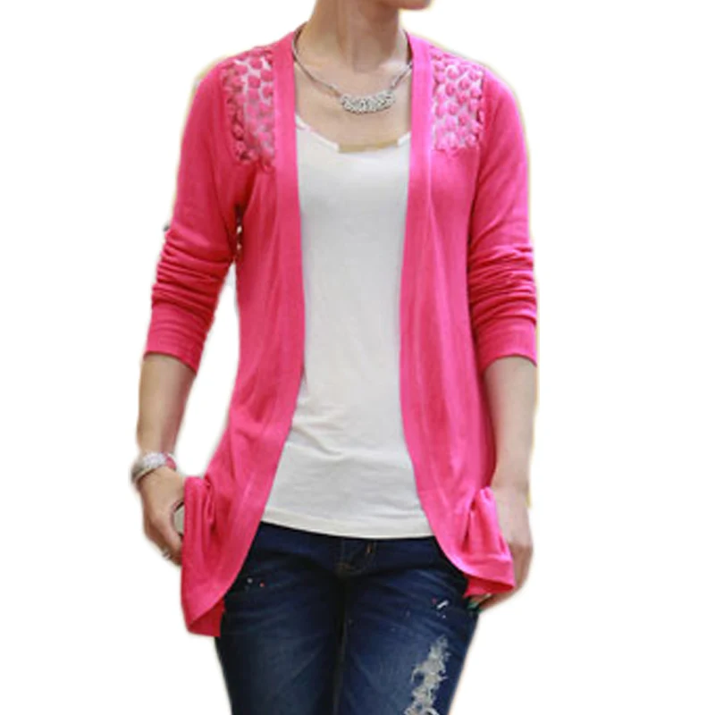 Vintage Lace Long Cardigan Female Spring Summer Cardigans Knitted Women Sweaters Elegant Blusas Mujer Gilet Big Size Sueter |