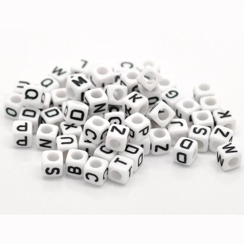 500pcs 6x6mm Mixed Letter Beads Square Alphabet Acrylic DIY Jewelry Making For Bracelet Necklace Accessories | Украшения и