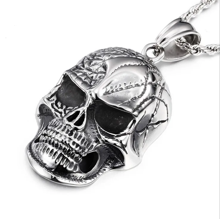 Necklace Men Biker Motorcycle Style Black Stainless Steel Skeleton Skull Pendants Necklaces Charm Jewelry Party Gifts punk rock | Украшения