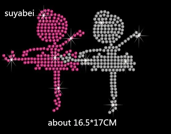 

2pc/lot Lover couples ballet dancer hot fix rhinestones motif iron on transfer applique patches design stones sticker for shirt