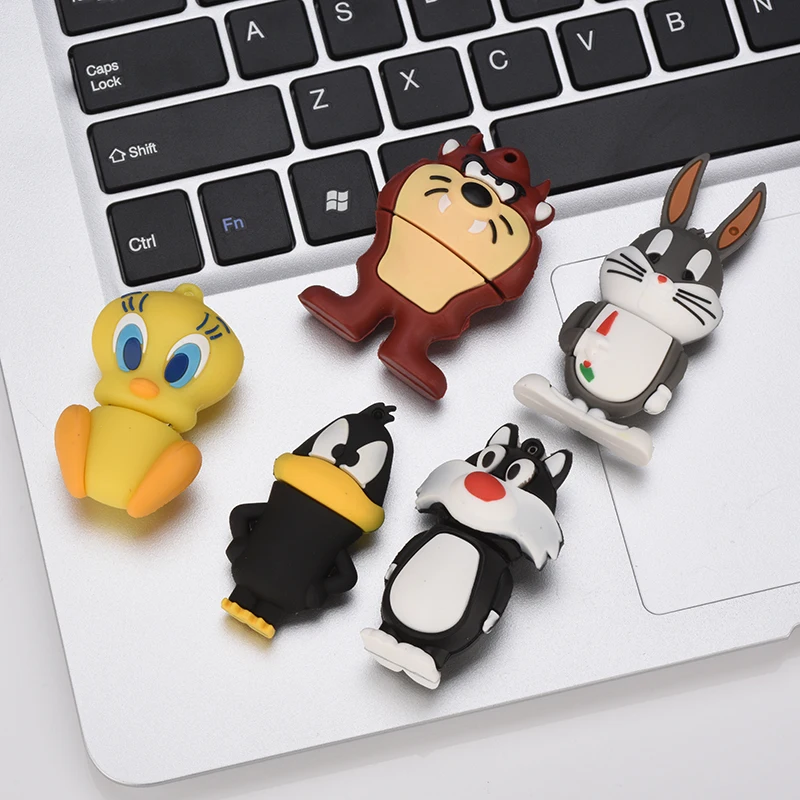 Флеш-накопитель 128 ГБ, USB флеш-накопитель, 64 ГБ, 32 ГБ, 16 ГБ, 8 ГБ, флеш-накопитель, жук, кролик, Даффи, утка, память, USB флеш-диск, карта памяти