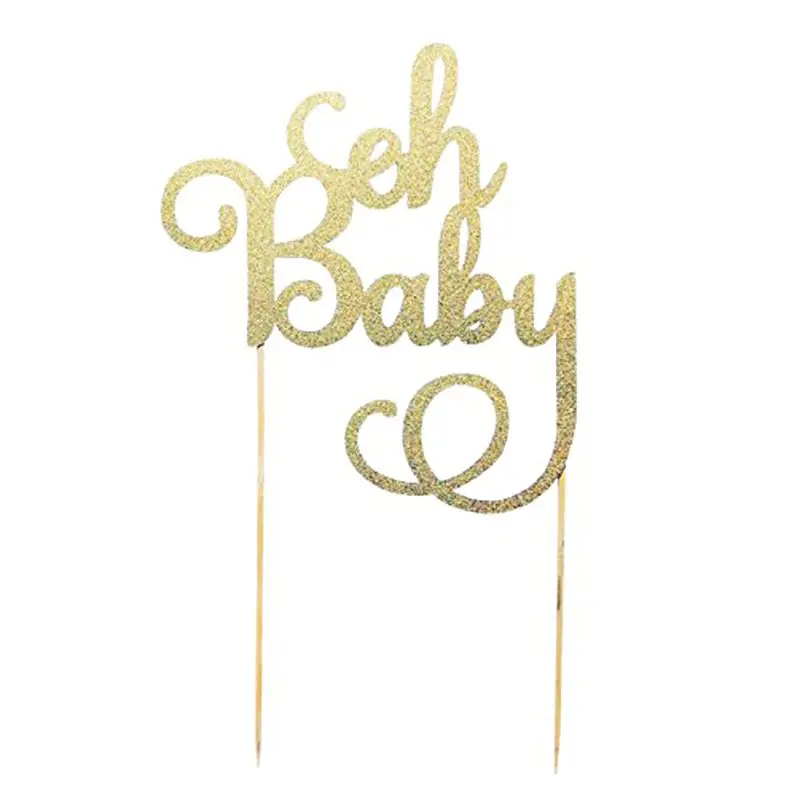 &quotOh Baby&quot душ торт Топпер украшения жесткий картон золотой блеск 1