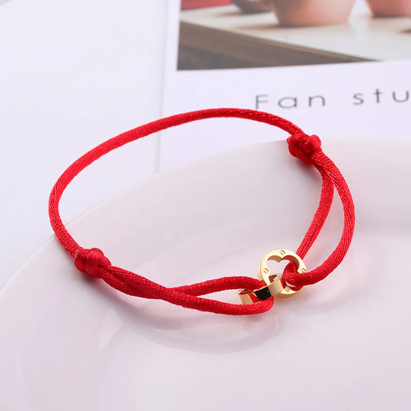 Новый 2019 золотой красный Канатный браслет с подвесками Титан Сталь розового цвет