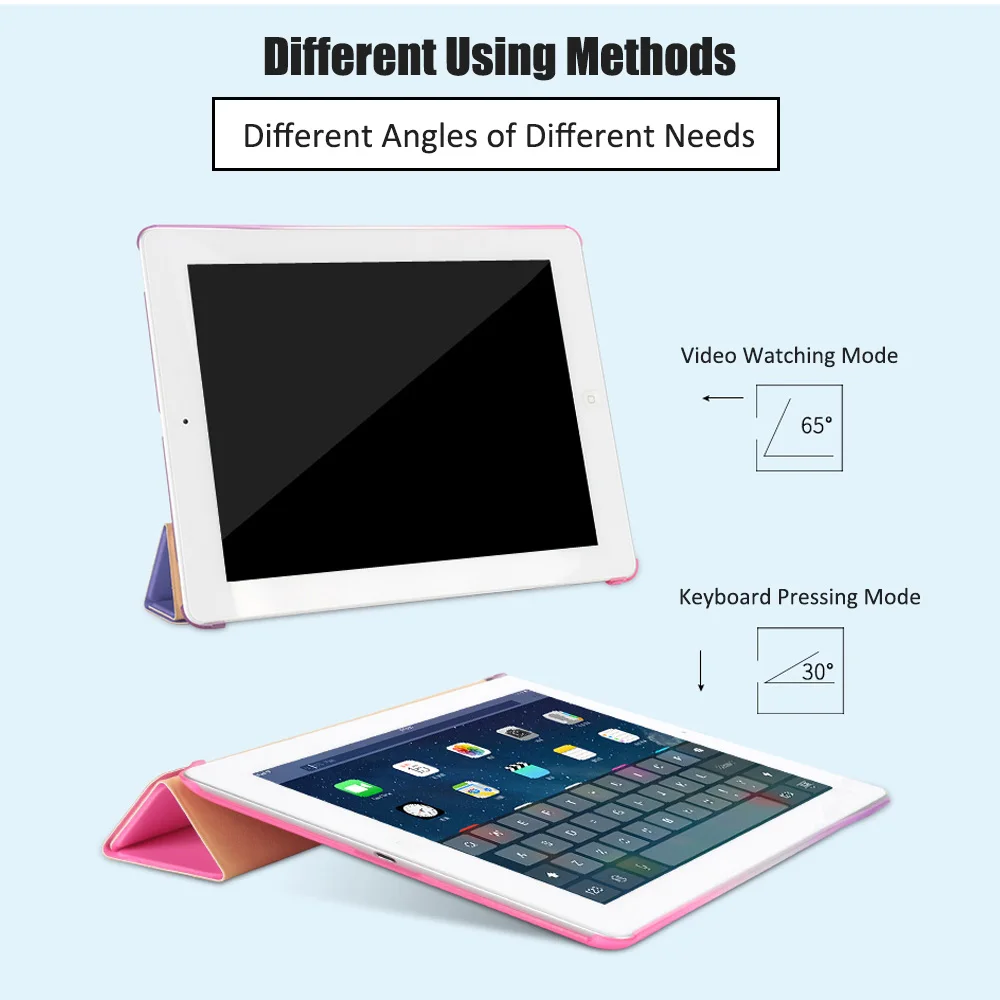 чехол для Ipad 2 3 4 Чехол красочные Радуга Smart Cover Coque IPad защитный флип + Жесткий на
