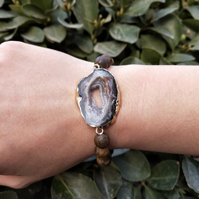 Drusy Bronzite Lii Ji натуральный друзы кулон бронзит Будда гематит кристалл исцеление сила камень браслет для женщин мужчин подарок дропшиппинг - Цвет камня: Drusy Bronzite