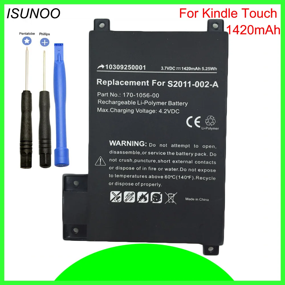 Аккумулятор ISUNOO для электронной книги Kindle 5 Touch 6 дюймов модель D01200 DR-A014 170-1056-00 1420