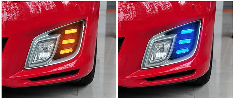 Qirun led drl Дневной ходовой светильник для Mazda 6 2010 с динамическим движущимся желтым поворотником и синим ночным ходовым светильник