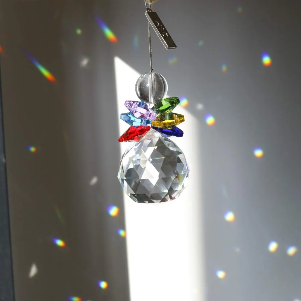 H& D гирлянда чакра спектры Радуга Suncatcher хрустальные подвески для частей люстры фэн-шуй призма для подвешивания капель(многоцветный