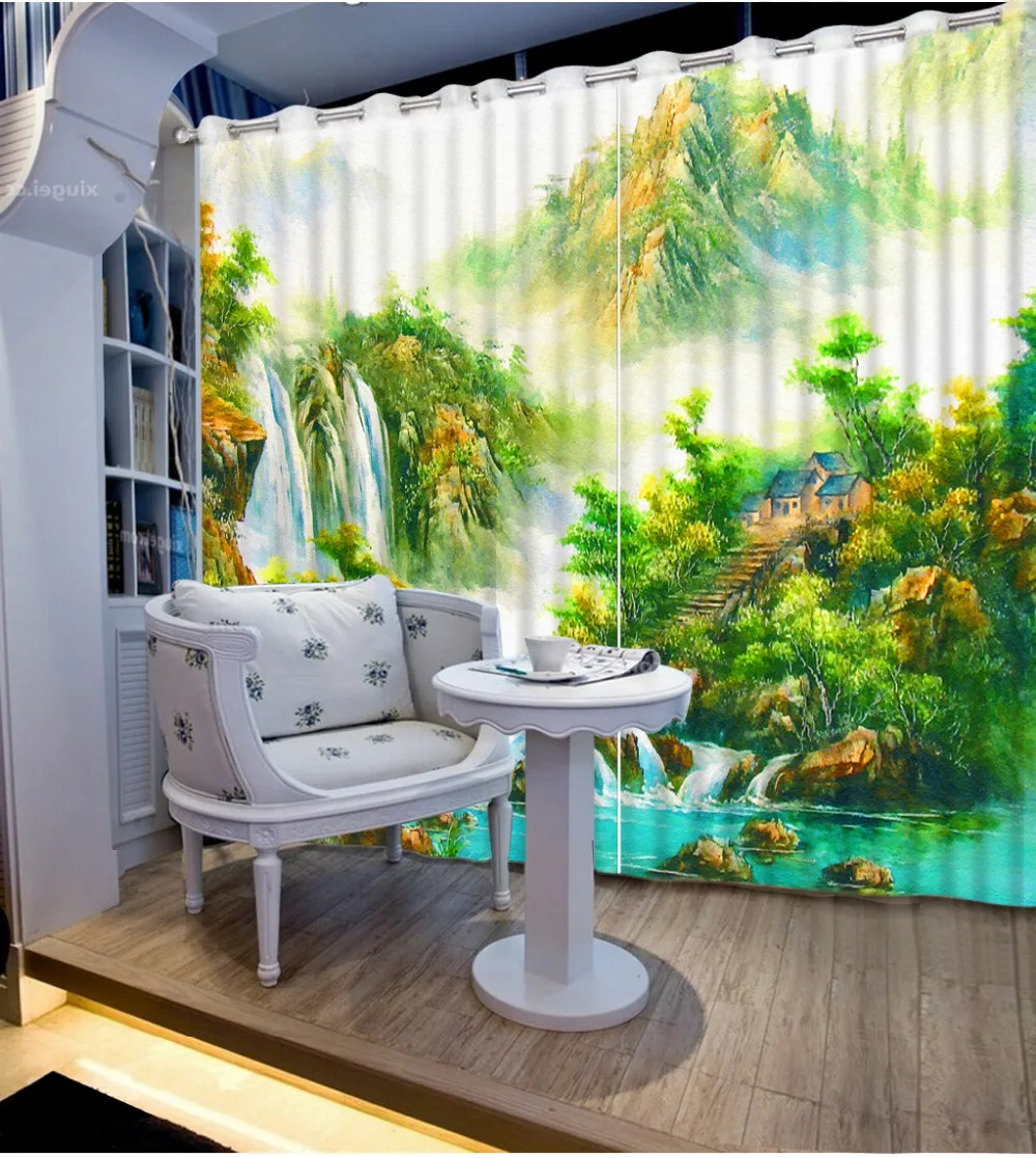 

Высококачественные занавески по индивидуальному размеру, современные 3d занавески с красивым пейзажем для гостиной
