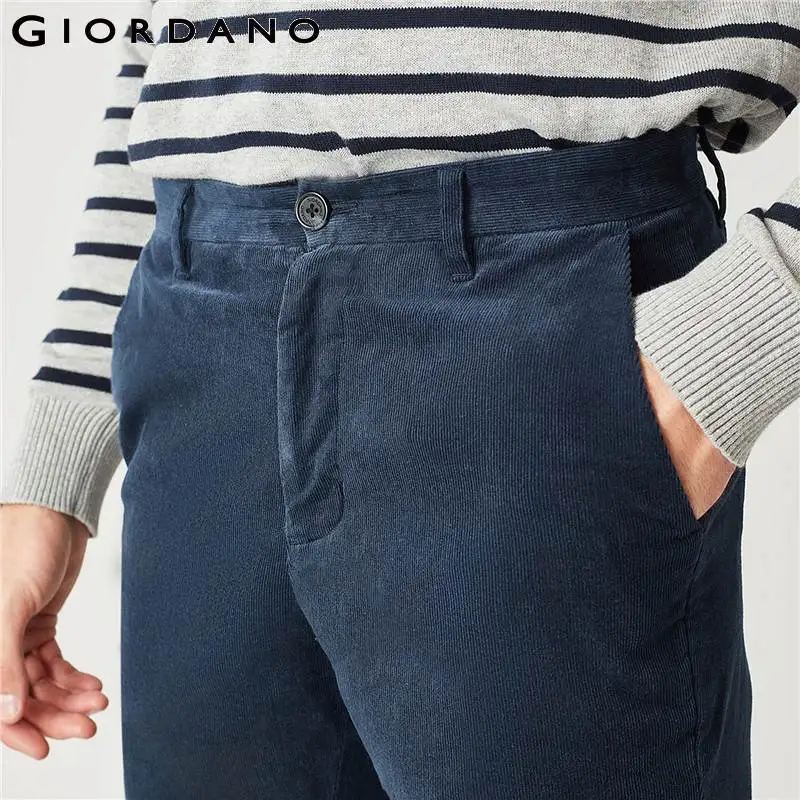 Giordano мужские повседневные вельветовые брюки из натурального хлопка данные имеют