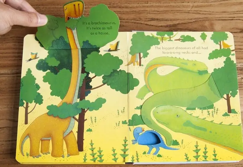 Usborne открытым внутри динозавры 1 шт. английский поучительный рисунок книги для