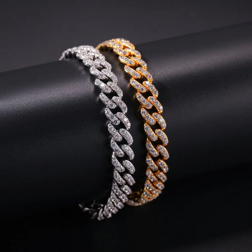 Хип хоп позолоченные ожерелья со стразами 8 мм ювелирные изделия из фианита AAA